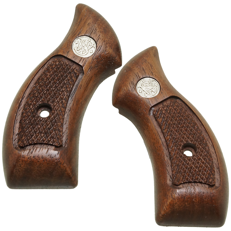 S&W M36/M49用 ハーフチェッカー木製グリップ